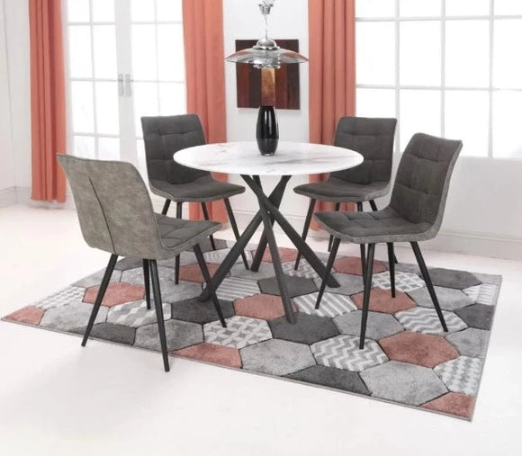 Marble Effect Table & 4 Chairs - - Coast Road Furniture | Flintshire