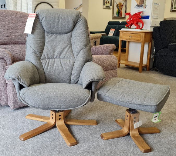 Hjort Swivel Recliner and Stool - - Coast Road Furniture | Flintshire